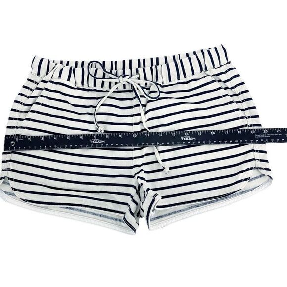J. Crew Linen Cotton Blend Navy Off White Striped Pull on Shorts Women’s Small - Picture 8 of 10